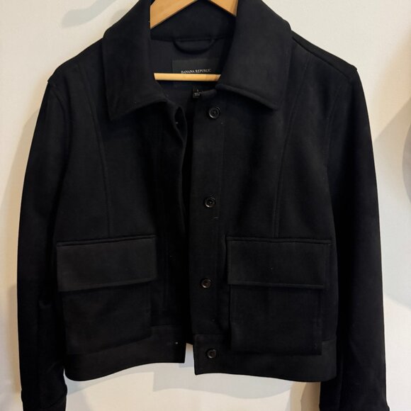 Banana Republic Factory Vegan Suede Chore Jacket Women's Small Black - Picture 3 of 8